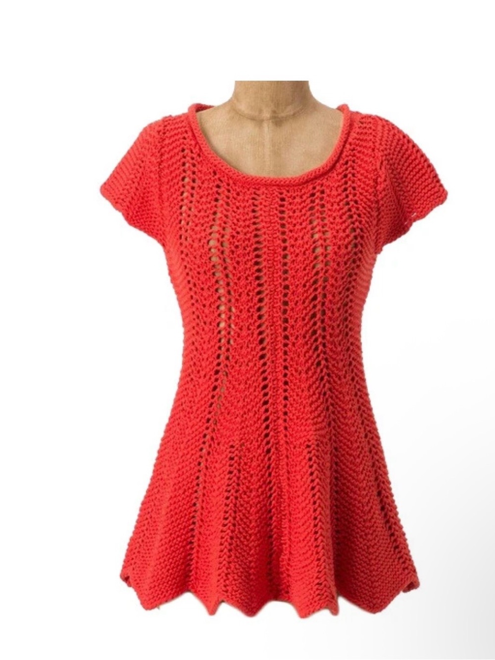 NEW NWT Anthropologie Rosie Neira Hobo Hiippie Sz L Coral Red Orange Dress $98